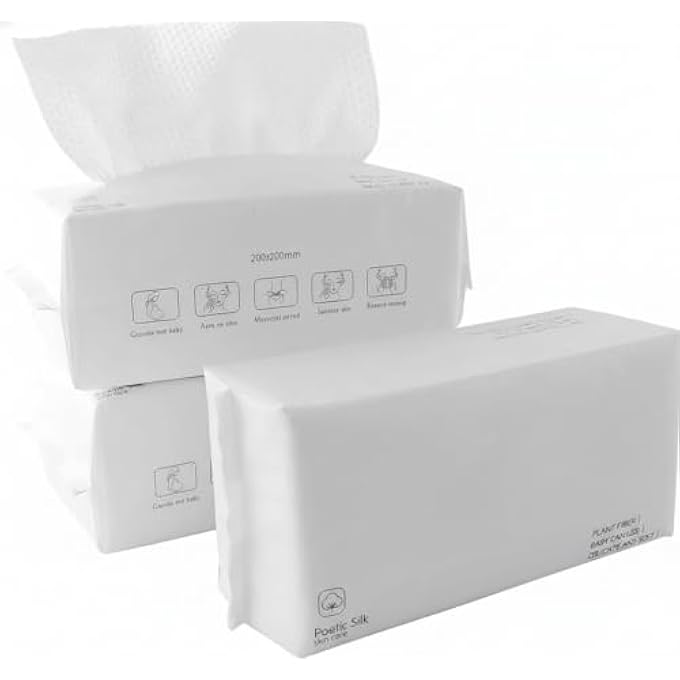 NALACAL FACE TOWEL, DISPOSABLE FACIAL TOWELS MAKE UP COTTON TISSUES WIPES FOR FACE LINT FREE FOR SENSITIVE SKIN FACE MAKEUP (3 * 100 COUNT) - Image 1